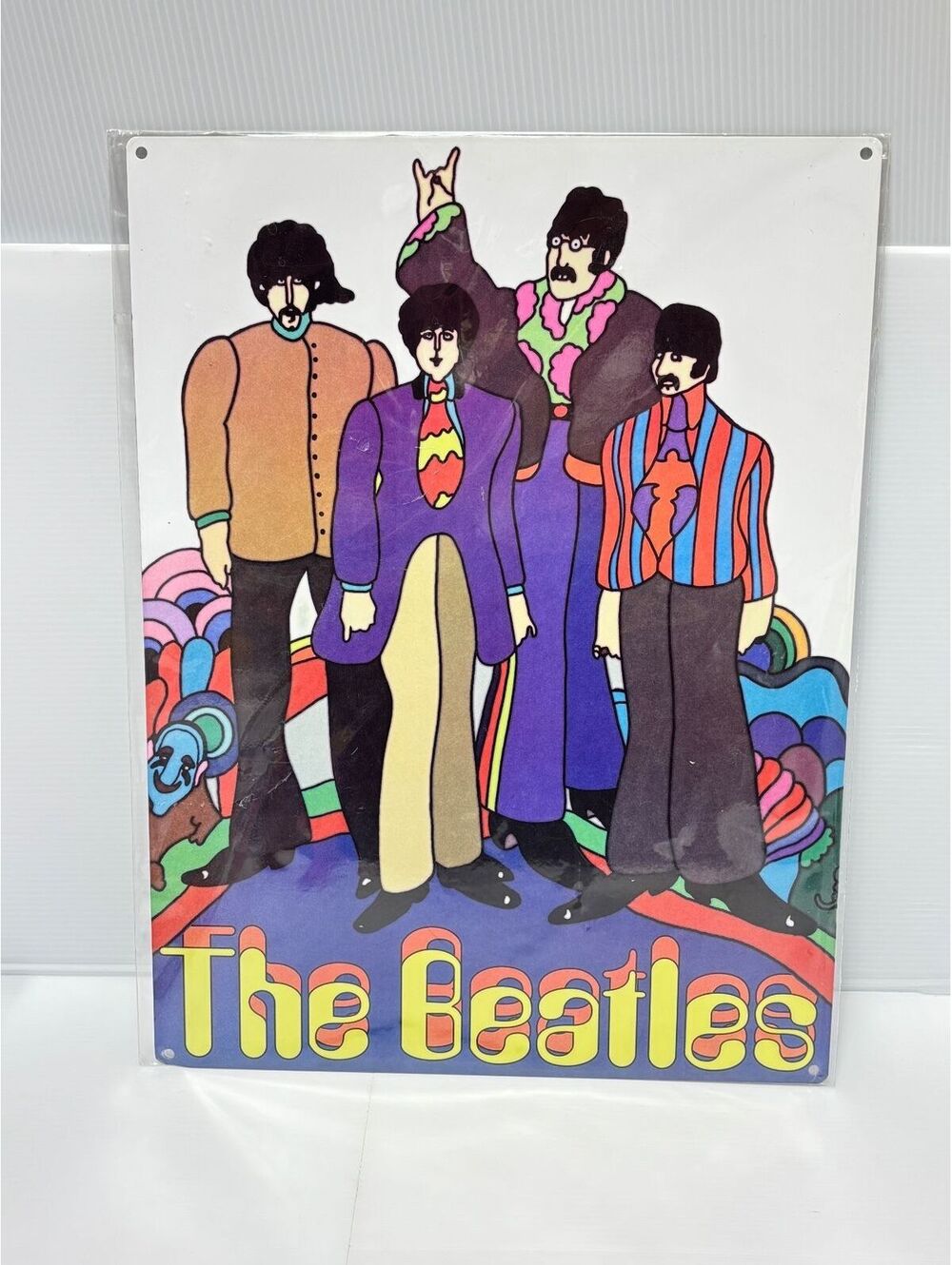Vintage The Beatles Metal Wall Sign - Psychedelic Artwork, 12x12 Inches, Collect